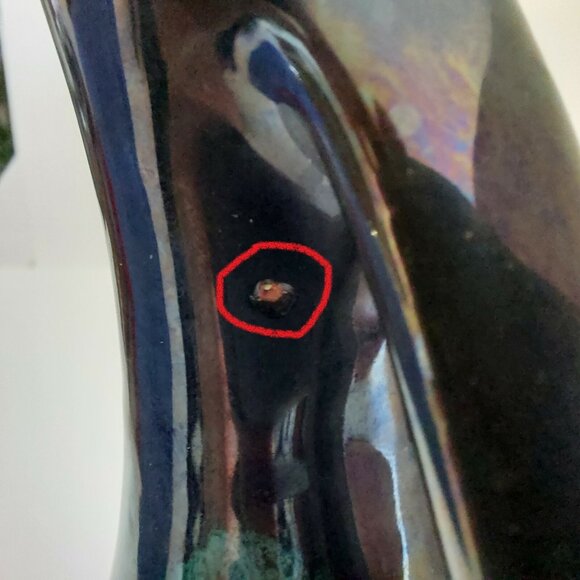 EVANGELINE POTTERY DRIP GLAZE 12-1/2" EWER Pitcher Vase / Canada Excellent Con - Picture 10 of 10